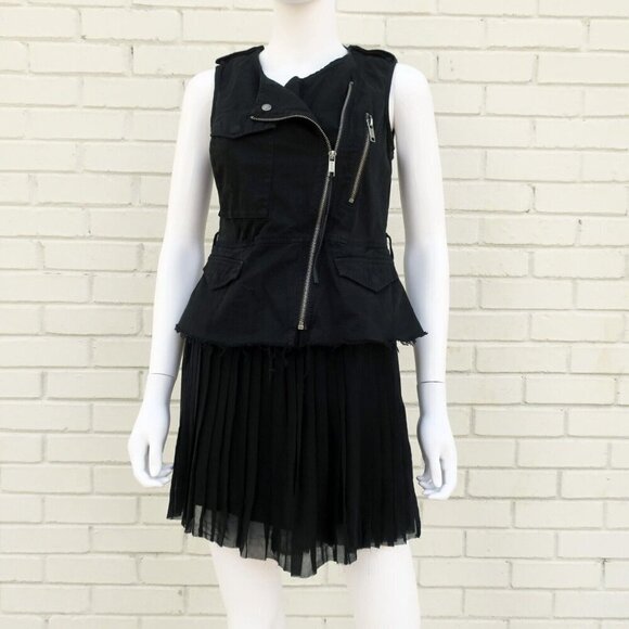 Y2K DIESEL 2 Pc Convertible Cargo Mini Pleated Skirt & Moto Vest Combo Small - Picture 1 of 8